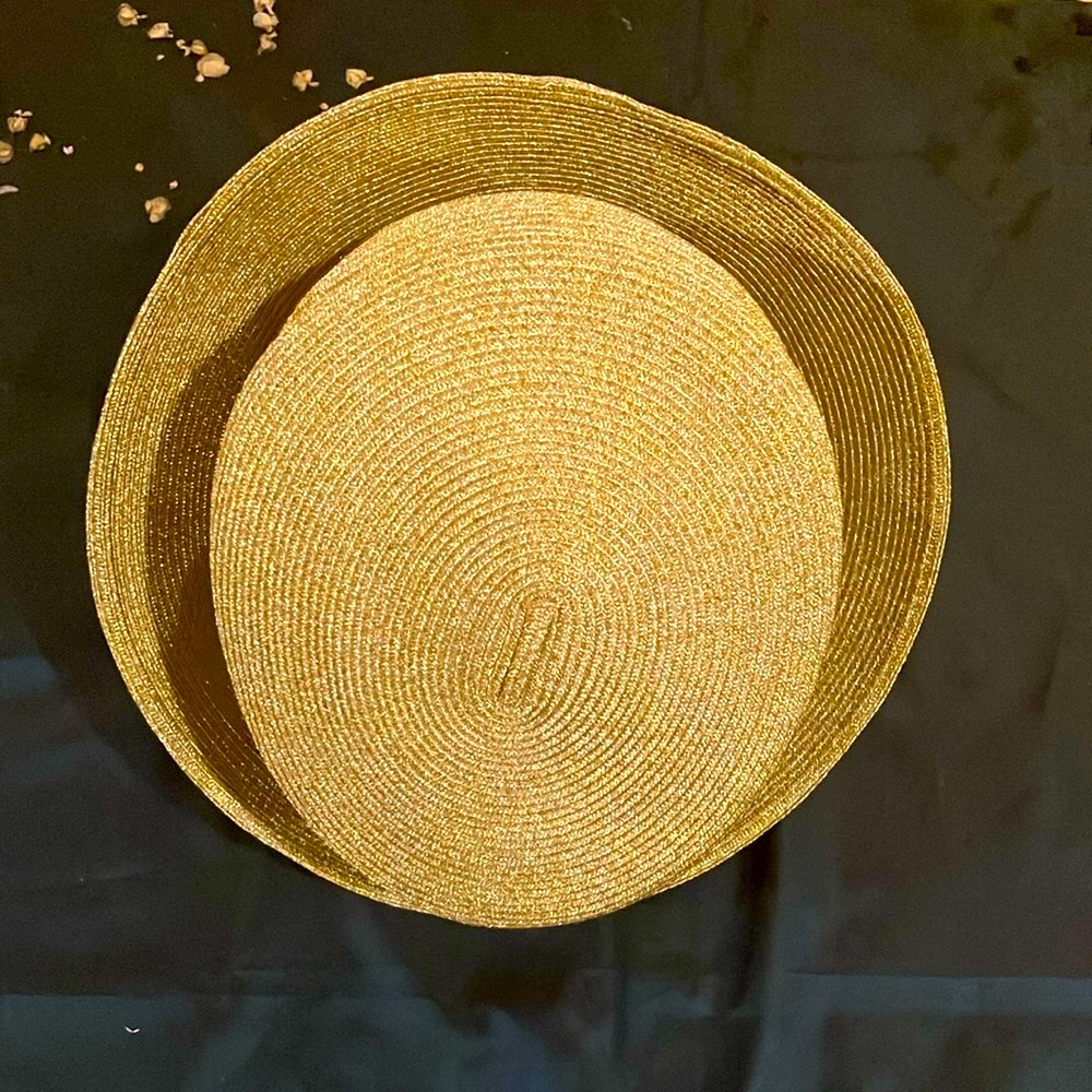 Gold Wide Brim Hat with Ribbed Texture - Picture 5 of 5